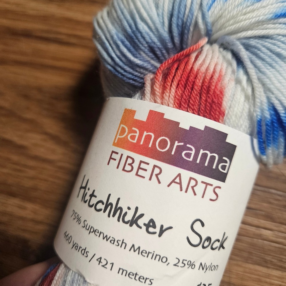 Panorama Fiber Arts Hitchhiker Sock Yarn Heart of Texas Red White Blue 460yd NWT - Picture 2 of 4